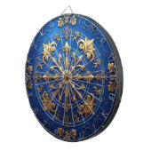 Blauw decoratief bloemendartbord dartbord (Voorkant Rechts)