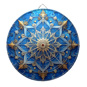 Blauw decoratief bloemendartbord dartbord