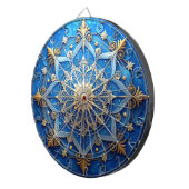 Blauw decoratief bloemendartbord dartbord (Voorkant Rechts)