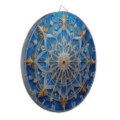 Blauw decoratief bloemendartbord dartbord (Voorkant Links)
