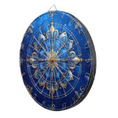 Blauw decoratief bloemendartbord dartbord (Voorkant Rechts)
