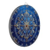 Blauw decoratief bloemendartbord dartbord (Voorkant Links)