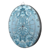 Blauw decoratief bloemendartbord dartbord (Voorkant Rechts)