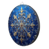 Blauw decoratief bloemendartbord dartbord (Voorkant Rechts)
