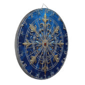 Blauw decoratief bloemendartbord dartbord (Voorkant Links)