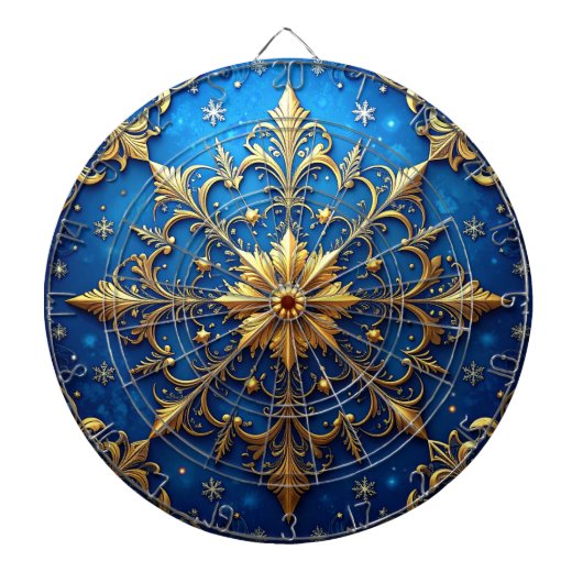 Blauw decoratief bloemendartbord dartbord (Voorkant)