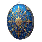 Blauw decoratief bloemendartbord dartbord (Voorkant Rechts)