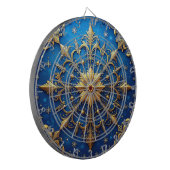 Blauw decoratief bloemendartbord dartbord (Voorkant Links)