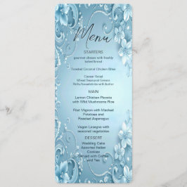 Blauw decoratief bloemendiner menu