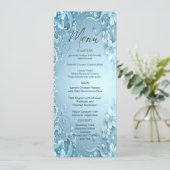 Blauw decoratief bloemendiner menu (Staand voorkant)
