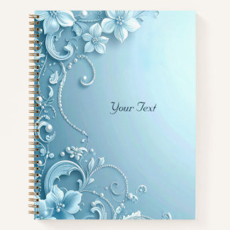 Blauw decoratief bloemenoefenschrift notitieboek
