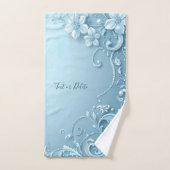 Blauw decoratief bloemenset handdoeken (Handdoek)