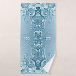 Blauw decoratief bloemenset handdoeken