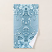 Blauw decoratief bloemenset handdoeken (Handdoek)