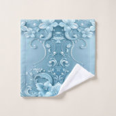 Blauw decoratief bloemenset handdoeken (Wasdoekje)