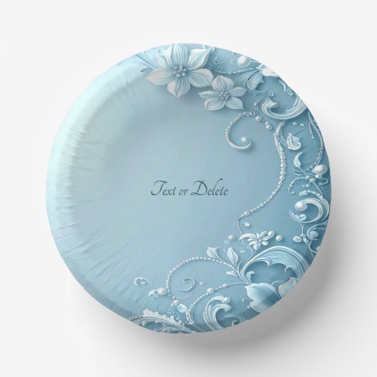 Blauw decoratief bloemmotief papieren kommen (Voorkant)
