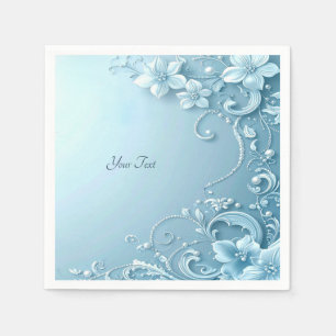 Blauw decoratief bloemmotief servet