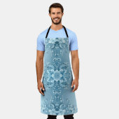 Blauw decoratief bloemschort schort (Gedragen)