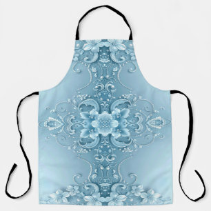 Blauw decoratief bloemschort schort