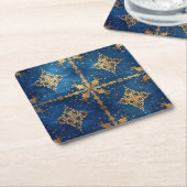 Blauw decoratief feestpapier coaster kartonnen onderzetters (Schuin)