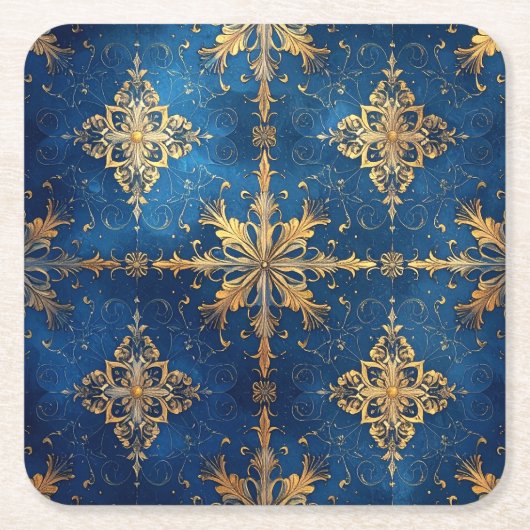 Blauw decoratief feestpapier coaster kartonnen onderzetters (Voorkant)