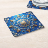 Blauw decoratief feestpapier coaster kartonnen onderzetters (Schuin)