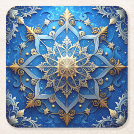 Blauw decoratief feestpapier coaster kartonnen onderzetters