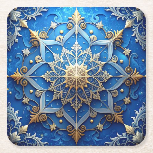 Blauw decoratief feestpapier coaster kartonnen onderzetters (Voorkant)
