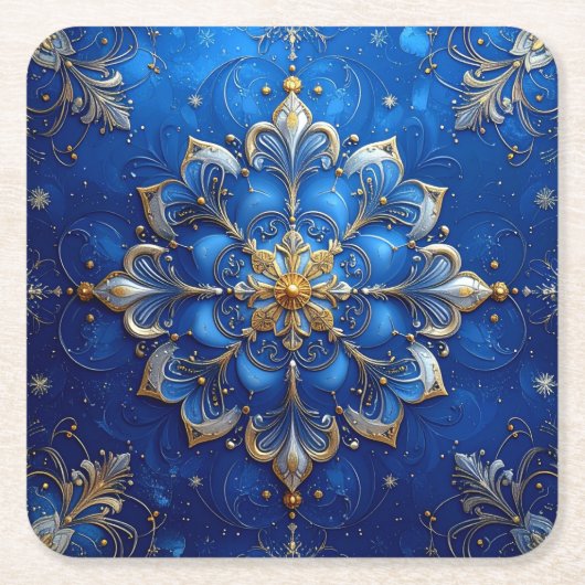 Blauw decoratief feestpapier coaster kartonnen onderzetters (Voorkant)