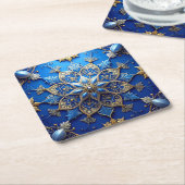 Blauw decoratief feestpapier onderzetter (Schuin)