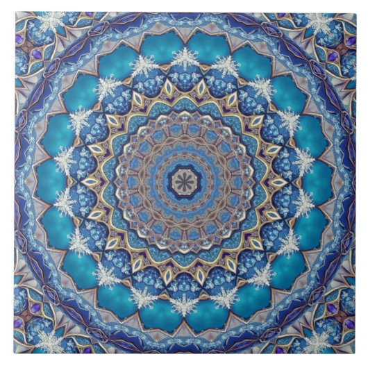 Blauw decoratief keramisch tegel tegeltje (Voorkant)