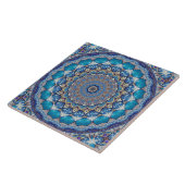Blauw decoratief keramisch tegel tegeltje (Zijkant)