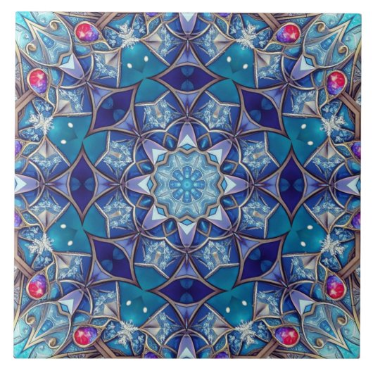 Blauw decoratief keramisch tegel tegeltje (Voorkant)
