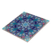 Blauw decoratief keramisch tegel tegeltje (Zijkant)