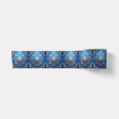 Blauw decoratief kerst lint van satijn (Voorkant)