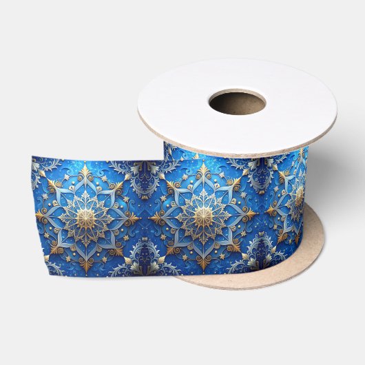 Blauw decoratief kerst lint van satijn (Spoel)