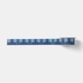 Blauw decoratief kerst lint van satijn (Voorkant)
