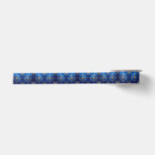 Blauw decoratief kerst lint van satijn (Voorkant)