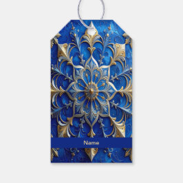 Blauw decoratief kerstcadeaukaartje cadeaulabel