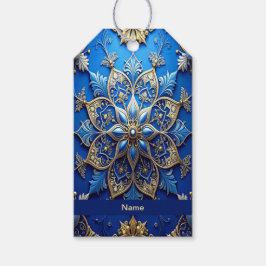 Blauw decoratief kerstcadeaukaartje cadeaulabel