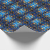 Blauw decoratief kerstcadeaupapier cadeaupapier (Hoek)