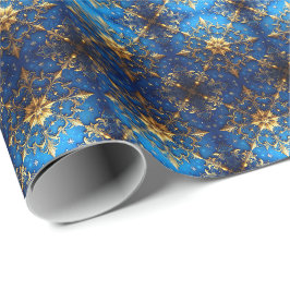 Blauw decoratief kerstcadeaupapier cadeaupapier