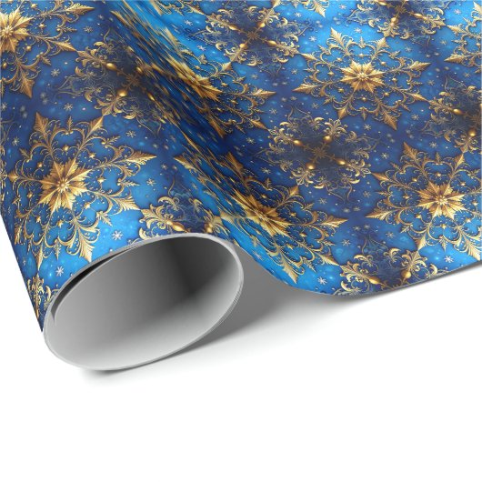 Blauw decoratief kerstcadeaupapier cadeaupapier (Rol Hoek)