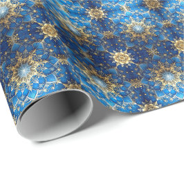 Blauw decoratief kerstcadeaupapier cadeaupapier