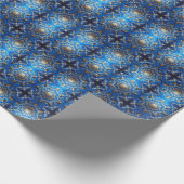 Blauw decoratief kerstcadeaupapier cadeaupapier (Hoek)