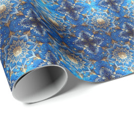 Blauw decoratief kerstcadeaupapier cadeaupapier