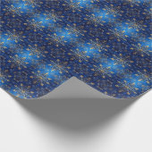 Blauw decoratief kerstcadeaupapier cadeaupapier (Hoek)