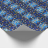 Blauw decoratief kerstcadeaupapier cadeaupapier (Hoek)