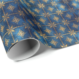 Blauw decoratief kerstcadeaupapier cadeaupapier