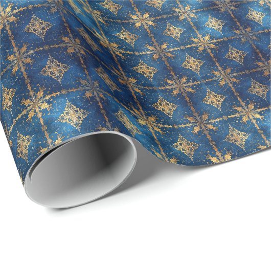 Blauw decoratief kerstcadeaupapier cadeaupapier (Rol Hoek)